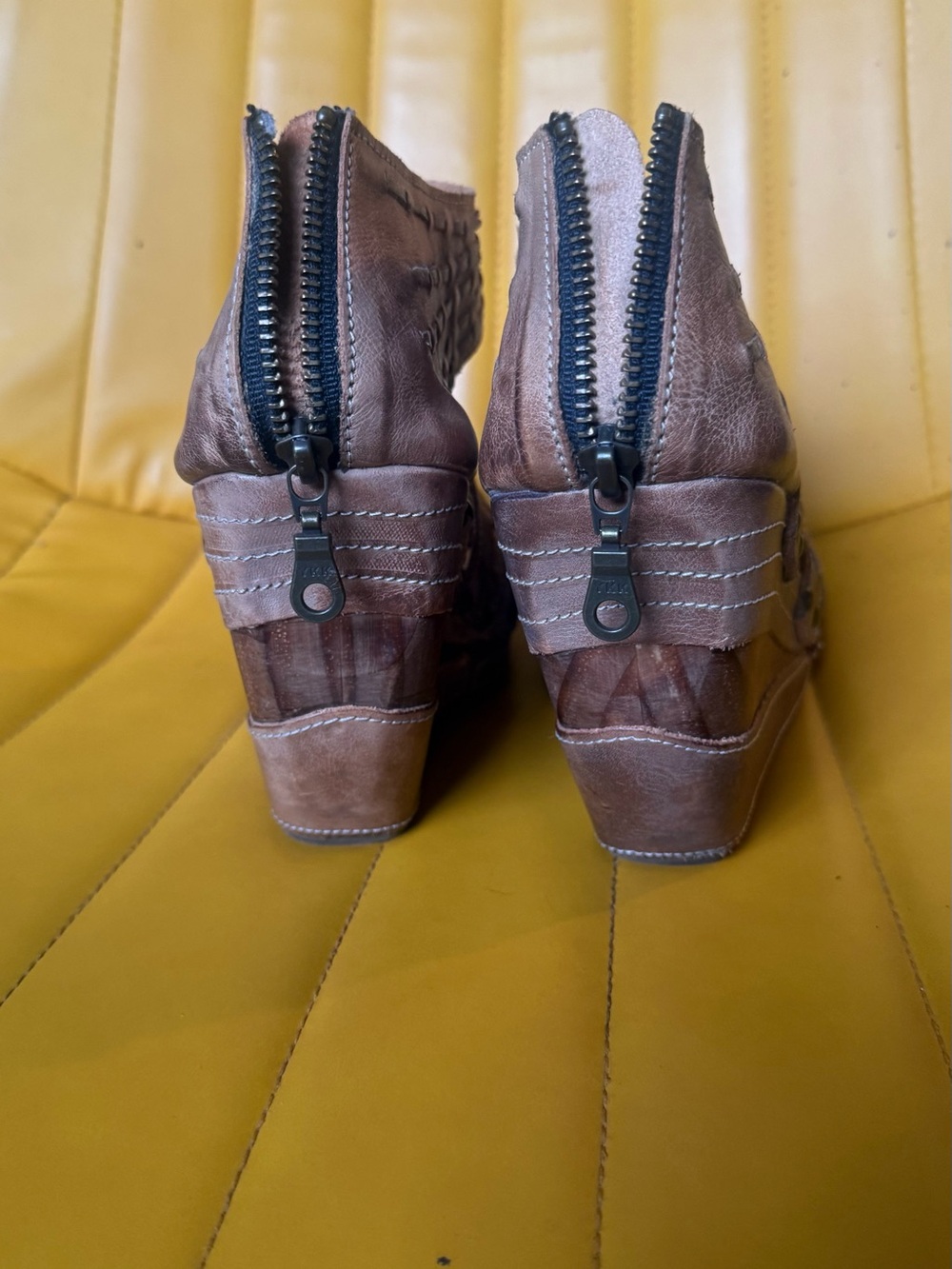 BED STU - Beige Brown Leather Platform Sandals - Picture 3 of 7